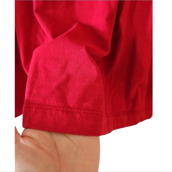 Lands End Women Red Long Sleeve Tunic Top Loose Scoop Neck Gathered Flowy Size L - Picture 4 of 8